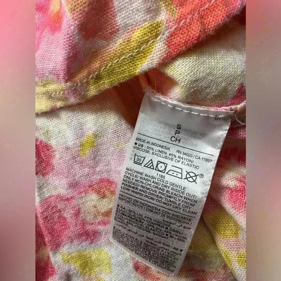 Pink Watercolor Floral Fit & Flare Floral Tie-Shoulder Mini Cami Dress S - Picture 13 of 14